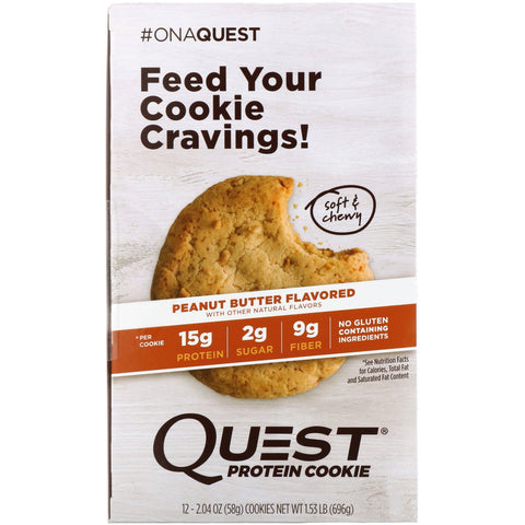 Quest Nutrition, Protein Cookie, Peanut Butter, 12 Pack, 2.04 oz (58 g) Each