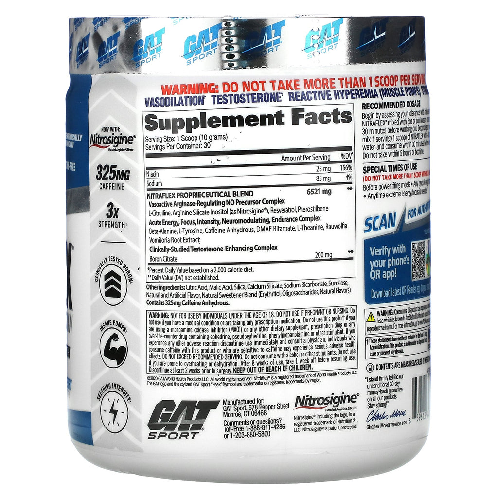 GAT, Sport, NITRAFLEX, Blue Raspberry, 10.6 oz (300 g)