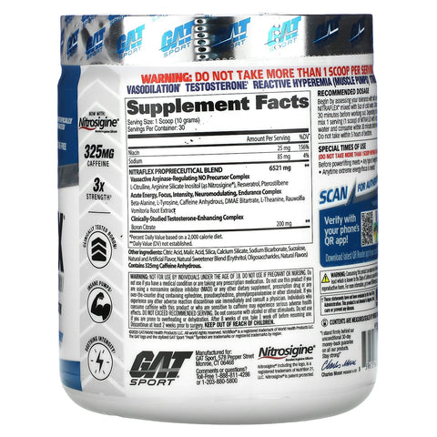 GAT, Sport, NITRAFLEX, frambuesa azul, 300 g (10,6 oz)