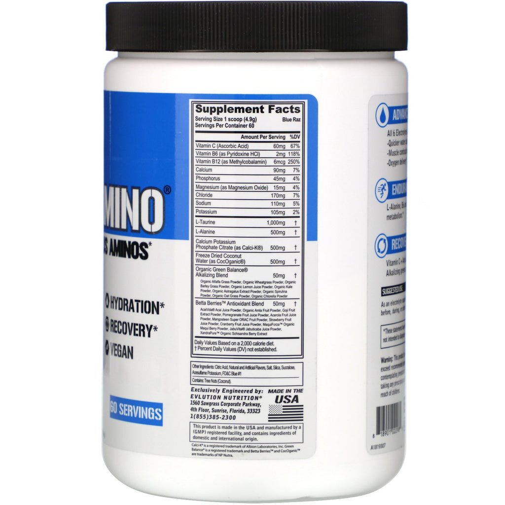 EVLution Nutrition, Hydramino, Blue Raz, 10,37 oz (294 g)