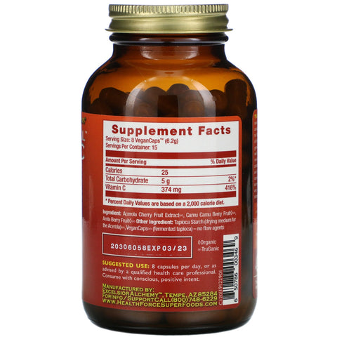 HealthForce Superfoods, vitamina C verdaderamente natural, 120 cápsulas veganas