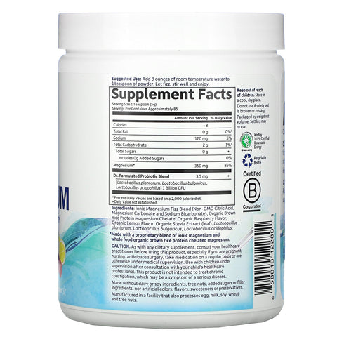 Garden of Life, Dr. Formulated, Whole Food Magnesium Powder, Raspberry Lemon, 14.9 oz (421.5 g)