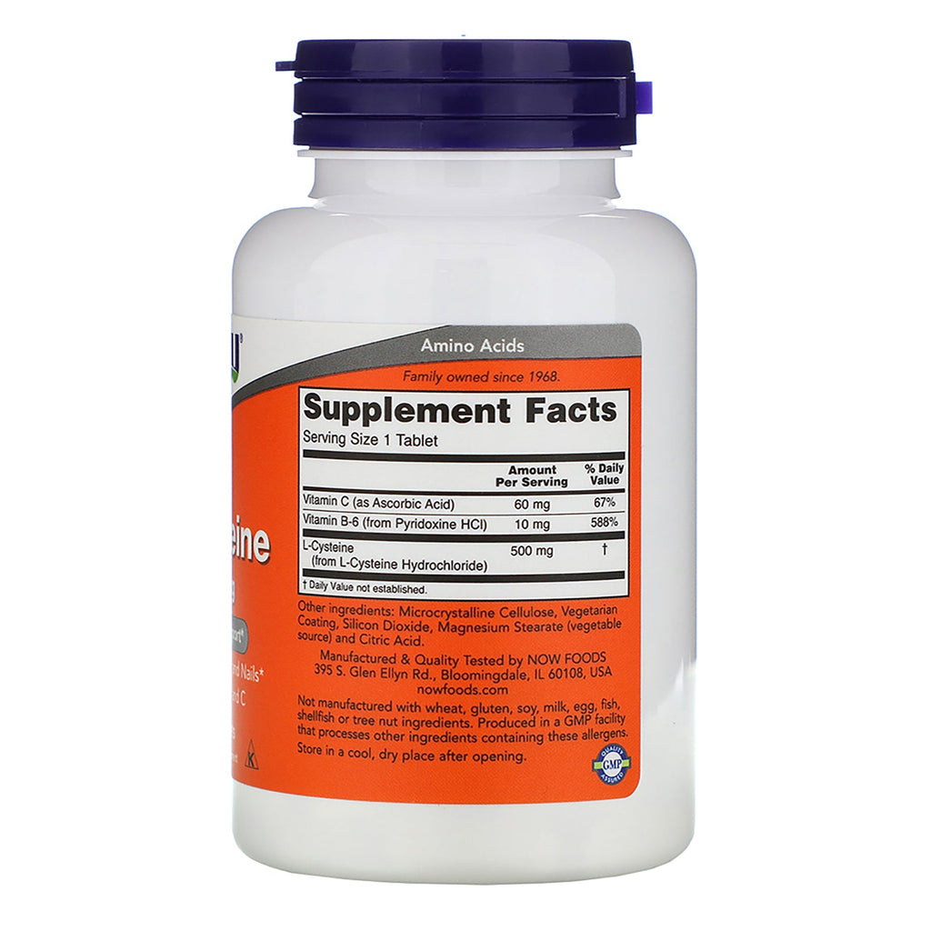 Now Foods, L-Cystein, 500 mg, 100 tabletter