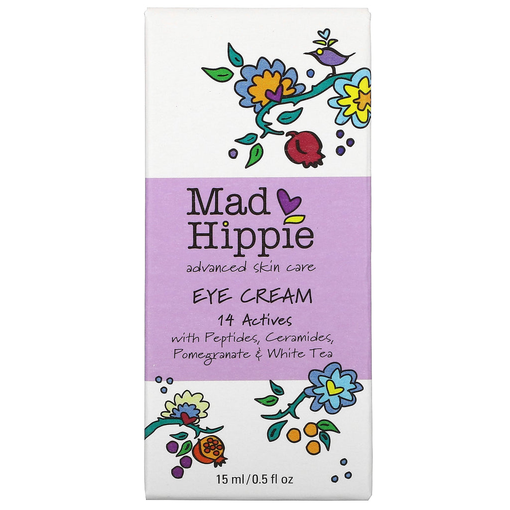 Mad Hippie-hudplejeprodukter, øjencreme, 14 aktive stoffer, 0,5 fl oz (15 ml)