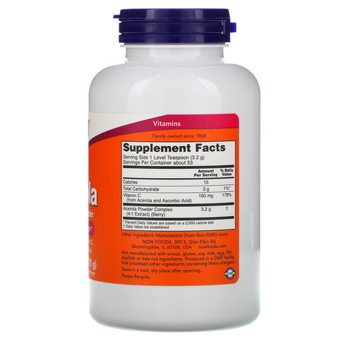 Now Foods, Extracto en polvo de acerola 4:1, 6 oz (170 g)