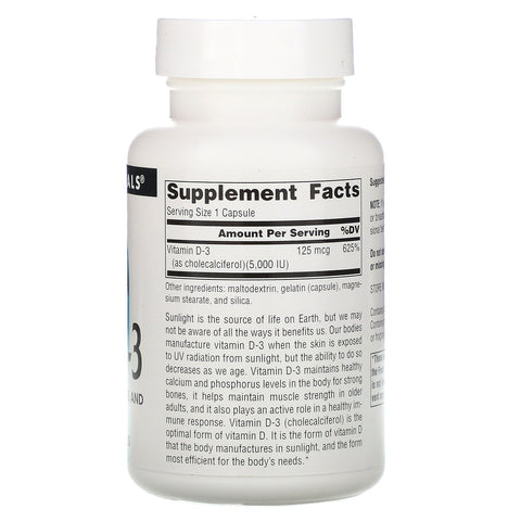 Source Naturals, Vitamin D-3, 5.000 IE, 120 kapsler