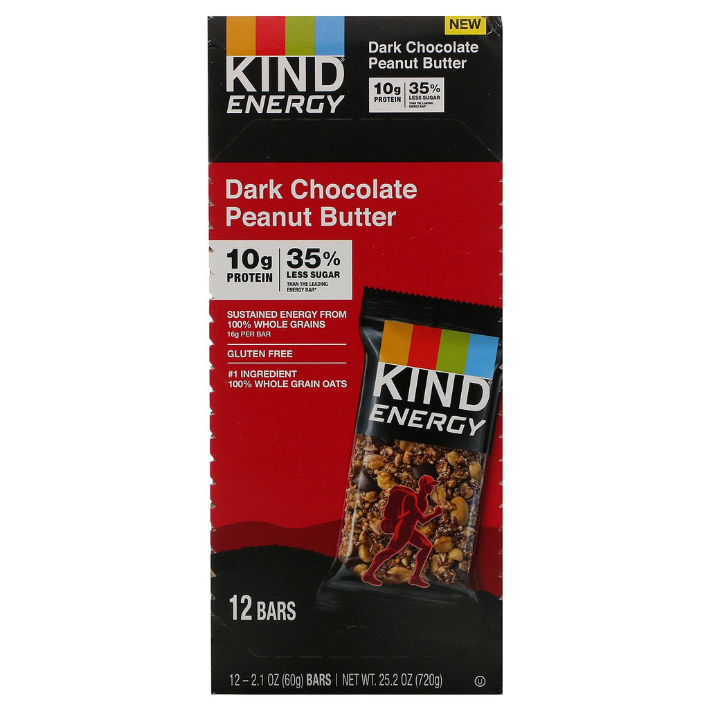 KIND barer, energi, mørk chokolade jordnøddesmør, 12 barer, 2,1 oz (60 g) hver