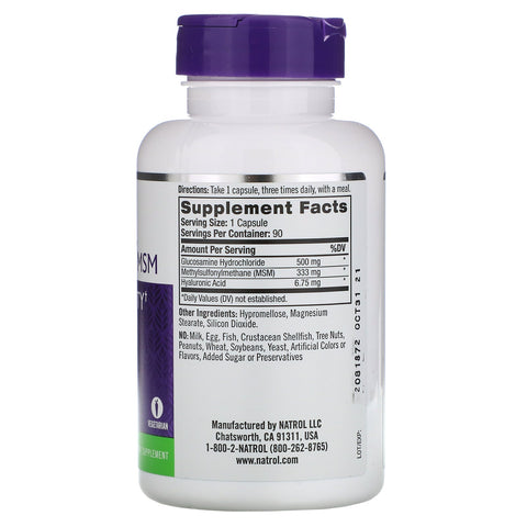 Natrol, Glucosamin, Hyaluronsyre & MSM, 90 kapsler