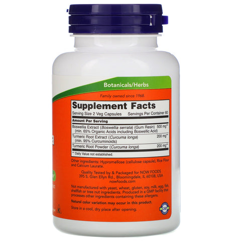 Now Foods, Boswellia-ekstrakt, 250 mg, 120 vegetabilske kapsler