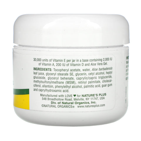 Nature's Plus, Crema de vitamina E, 30 000 UI, 63 g (2,2 oz)