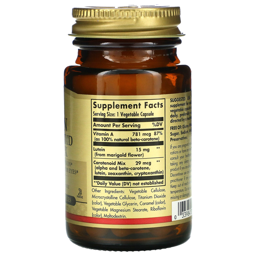 Solgar, Lutein Carotenoid Complex, 30 grøntsagskapsler