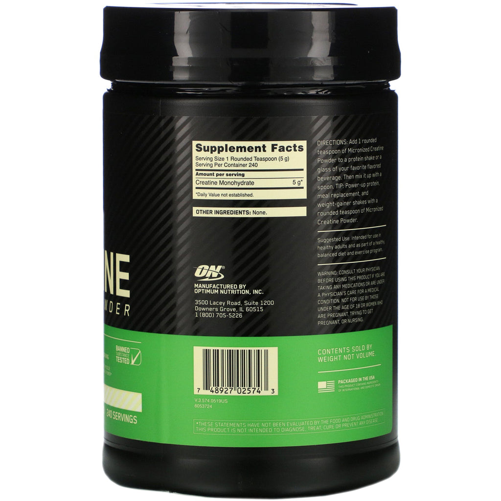 Optimum Nutrition, Micronized Creatine Powder, Unflavored, 2.64 lb (1.2 kg)