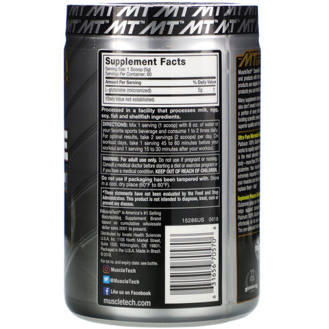 Muscletech, Essential Series, Platinum 100 % Glutamin, Utilsat, 5 g, 10,58 oz (300 g)