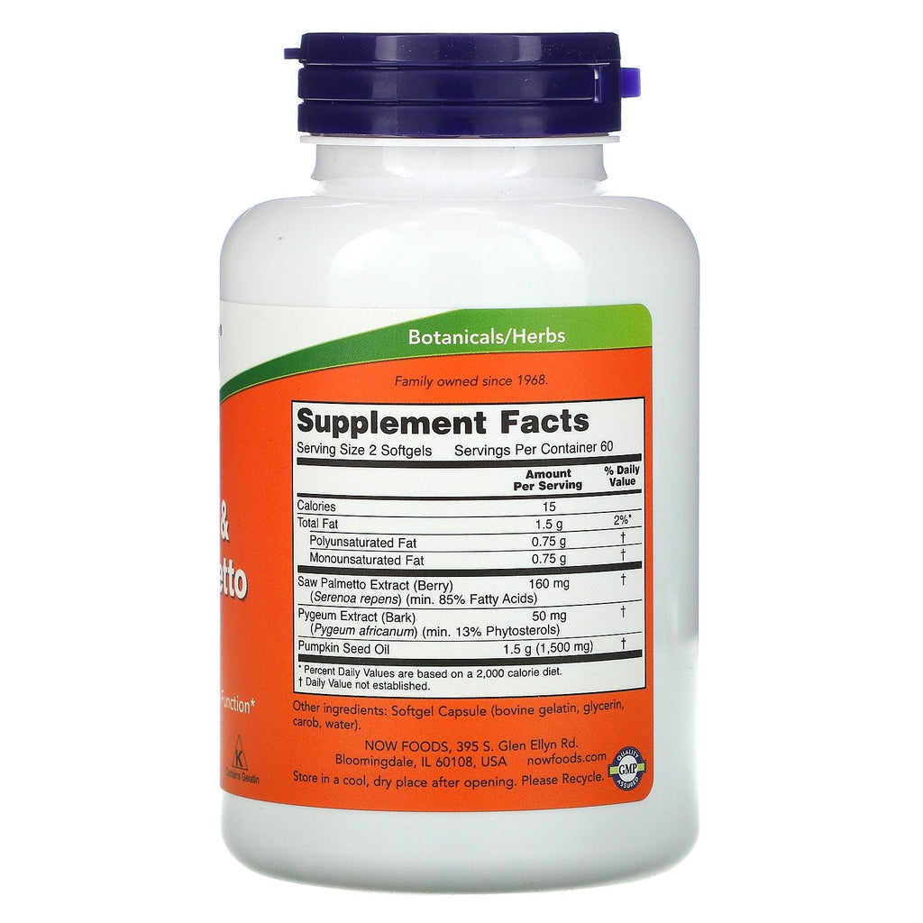 Now Foods, Pygeum & Saw Palmetto, 120 Softgels