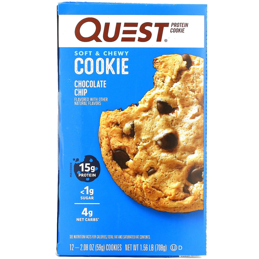 Quest Nutrition, Protein Cookie, Chocolate Chip, 12 Pack, 2,08 oz (59 g) hver