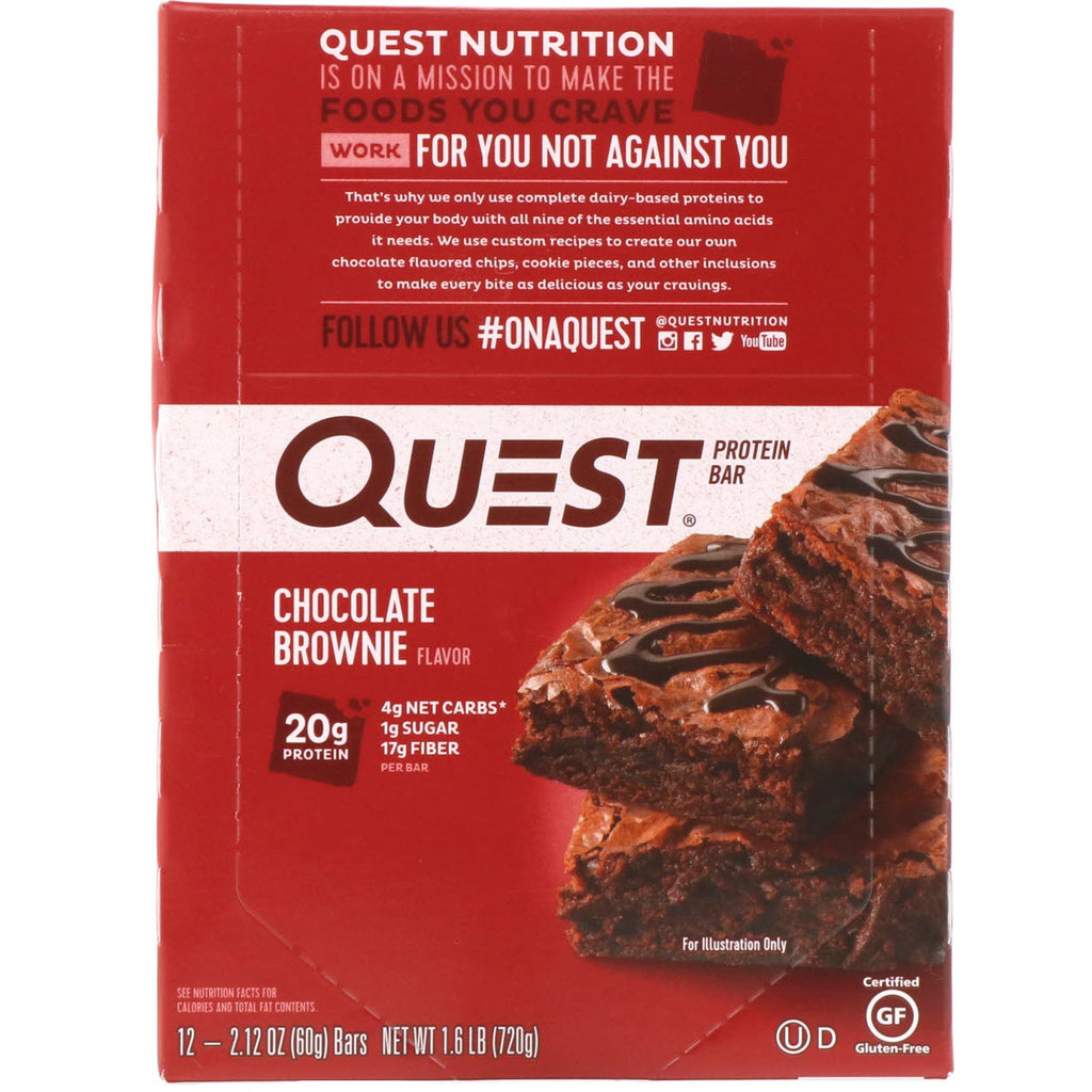 Quest Nutrition, Proteinbar, Chokoladebrownie, 12 Barer, 2,12 oz (60 g) hver