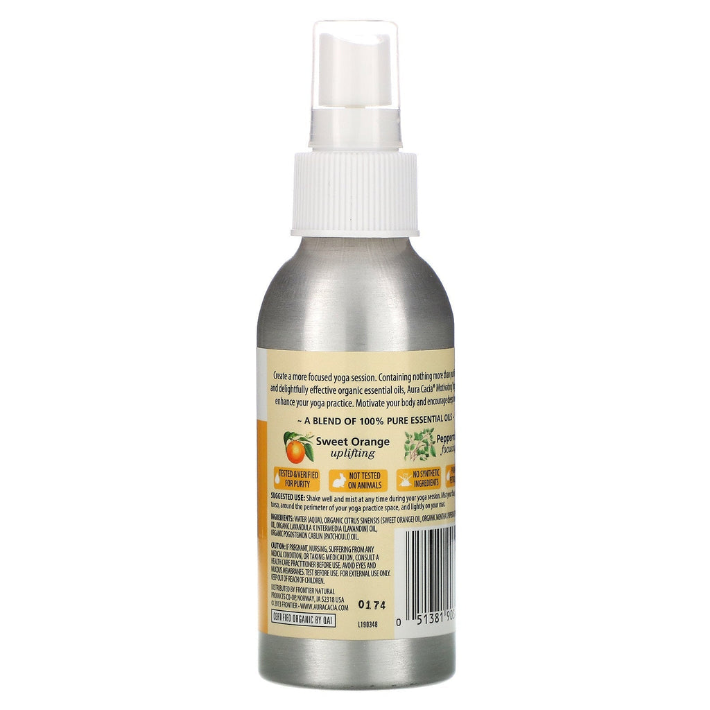 Aura Cacia, Yoga Mist, Motiverende, Sød Appelsin &amp; Pebermynte, 4 fl oz (118 ml)