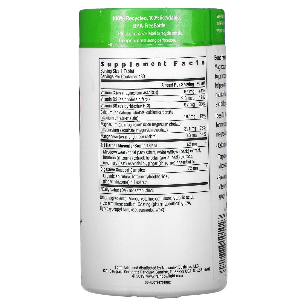 Rainbow Light, Magnesium Calcium+, 180 tabletter