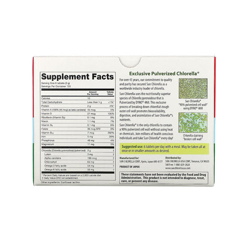 Sun Chlorella, Sun Chlorella A, 500 mg, 600 tabletter