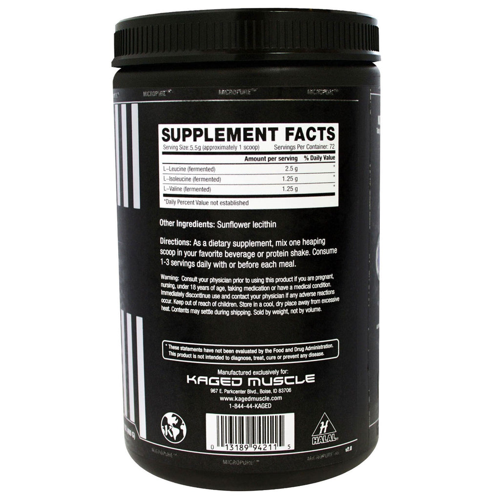 Kaged Muscle, BCAA 2:1:1, Unflavored, 14.1 oz (400 g)