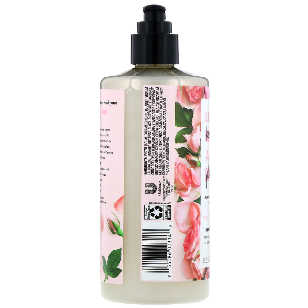 Love Beauty and Planet, Jabón para manos Bountiful Bouquet, mantequilla de murumuru y rosa, 400 ml (13,5 oz. líq.)