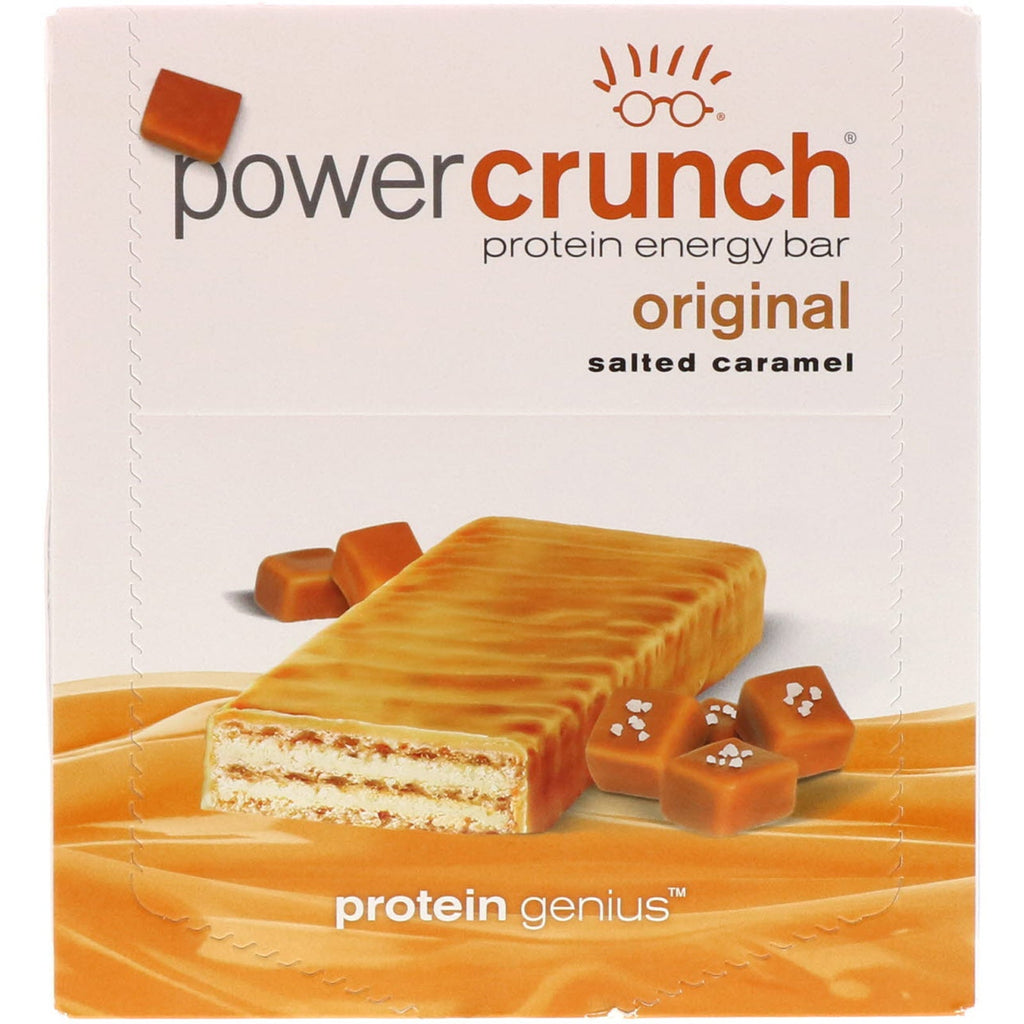 BNRG, Power Crunch Protein Energy Bar, Original, saltet karamel, 12 barer, 1,4 oz (40 g) hver