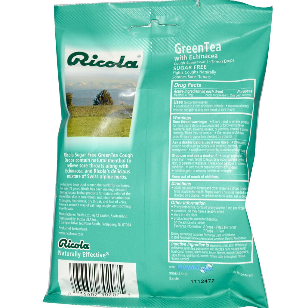 Ricola, grøn te med echinacea, sukkerfri, 19 dråber