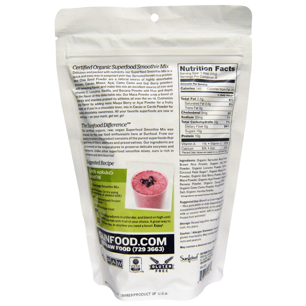 Sunfood, Raw Superfood Smoothie Mix, 8 oz (227 g)