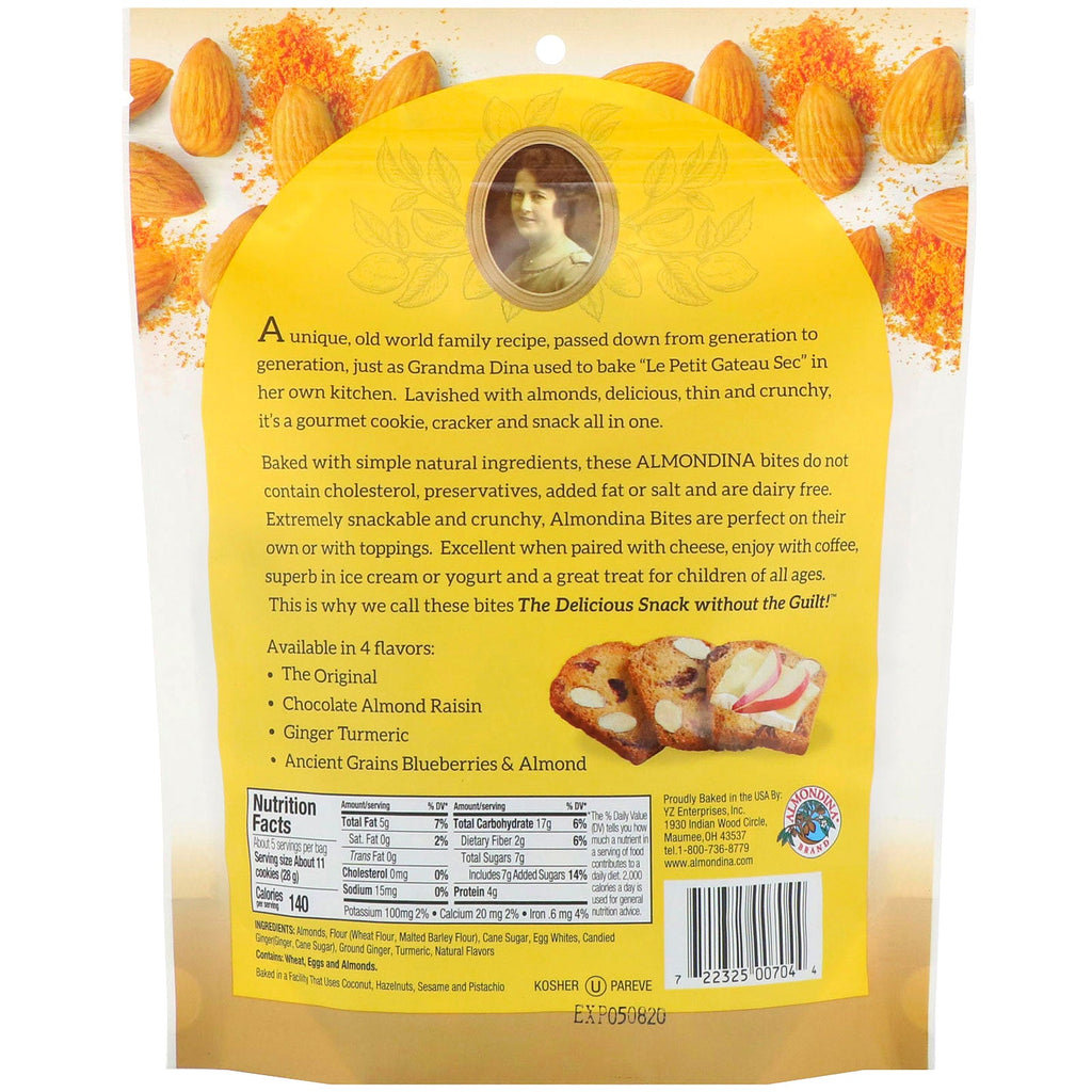 Almondina, Bocaditos de almendra, jengibre, cúrcuma y almendra, 5 oz (142 g)