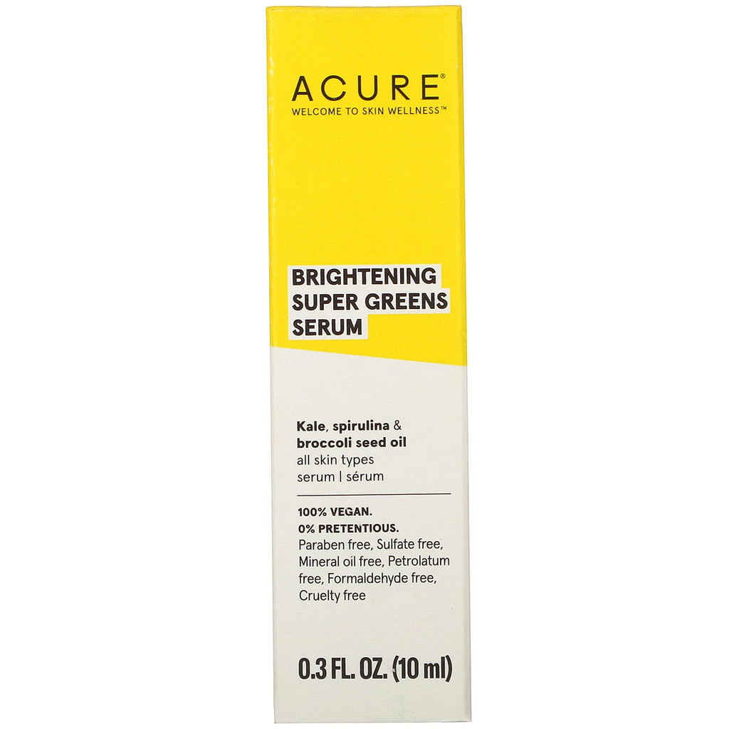 Acure, Brightening Super Greens Serum, 0,3 fl oz (10 ml)