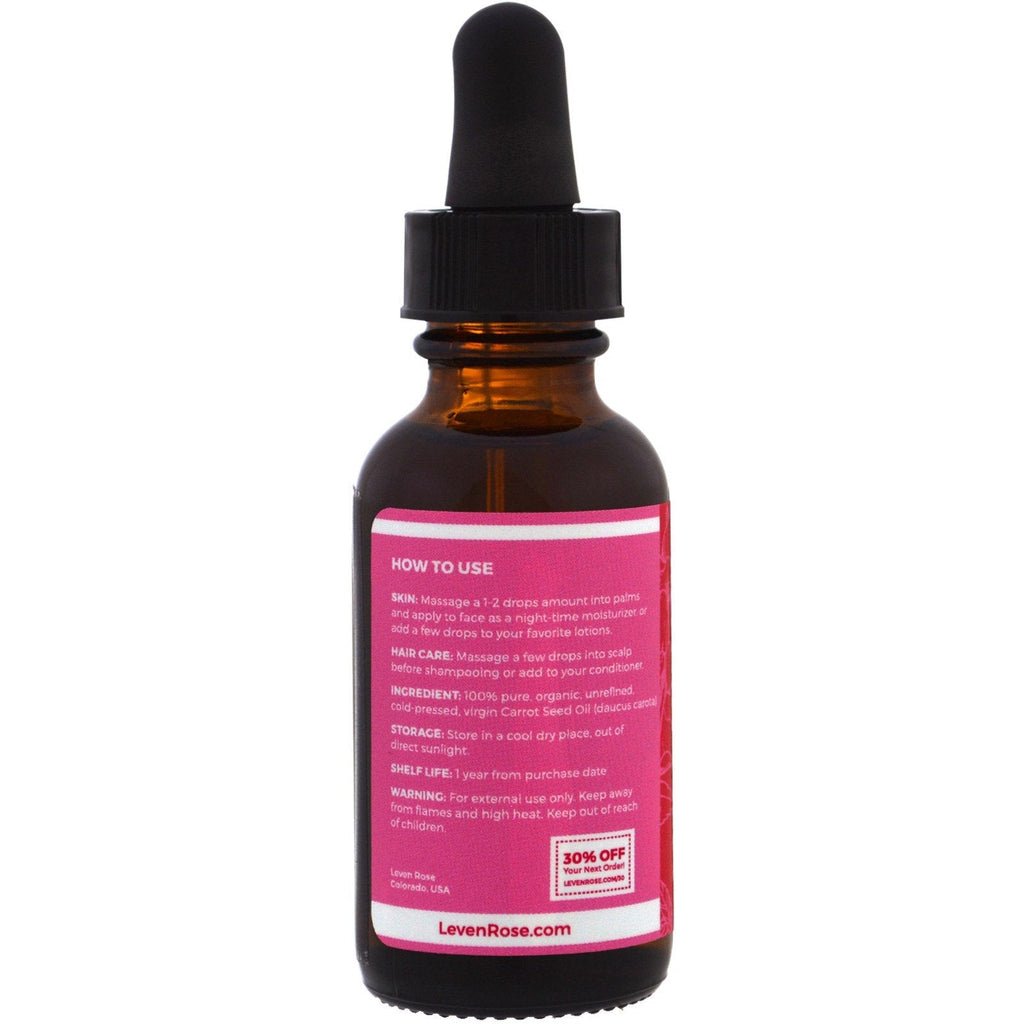 Leven Rose, 100 % puro y aceite de semilla de zanahoria, 1 fl oz (30 ml)