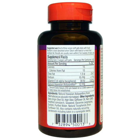 Nutrex Hawaii, BioAstin, 4 mg, 120 cápsulas blandas veganas