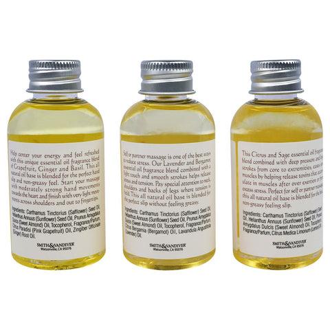 Smith & Vandiver, Spa...ah, Muestra de aceites para masaje, juego de 3 piezas, 2 fl oz (60 ml) cada una