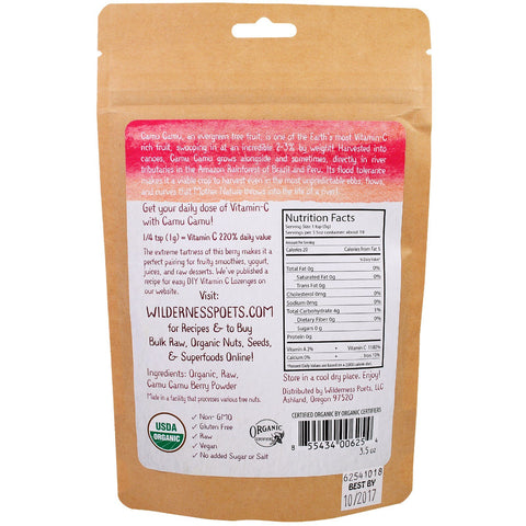 Wilderness Poets, Living Raw Foods, Camu Camu Berry Powder, 3.5 oz (99 g)