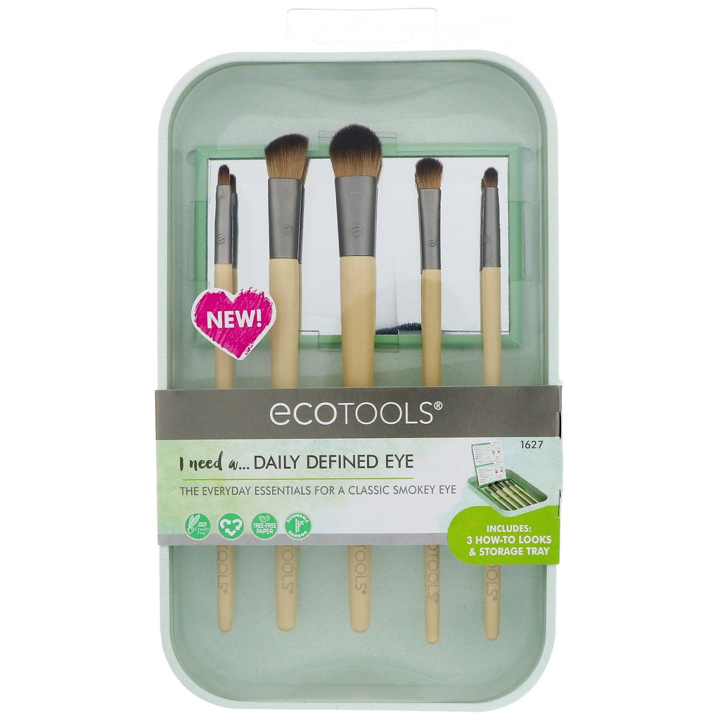 EcoTools, Daily Defined Eye Brush Set, 5 Piece Set & Storage Tray