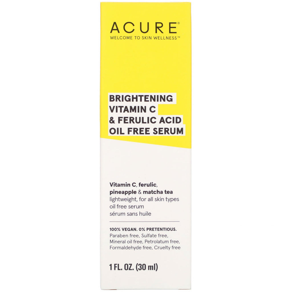 Akurt, lysende C-vitamin og ferulsyreoliefrit serum, 1 fl oz (30 ml)