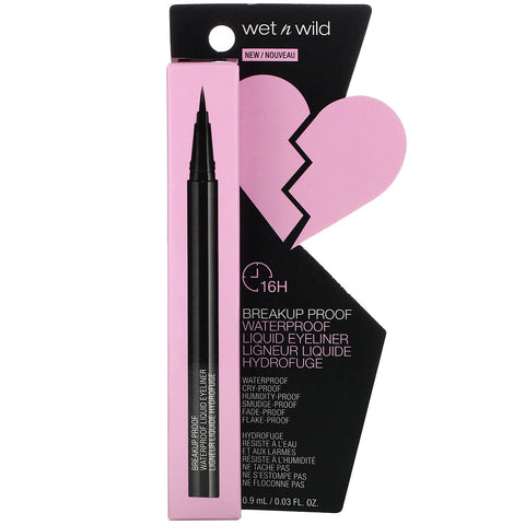 Wet n Wild, Delineador de ojos líquido a prueba de roturas, resistente al agua, ultra negro, 0,9 ml (0,03 oz. líq.)