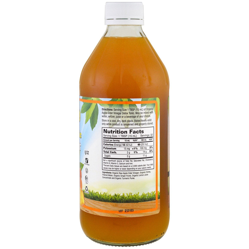 Dynamic Health Laboratories, Tónico desintoxicante de vinagre de sidra de manzana certificado, 16 fl oz (473 ml)