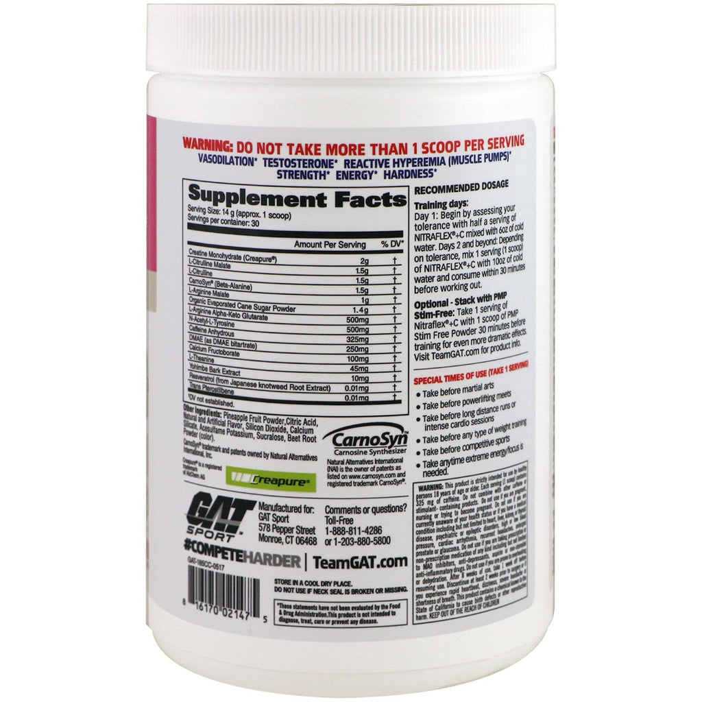 GAT, NITRAFLEX + Creatine, Cotton Candy, 14.8 oz (420 g)