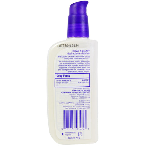 Clean & Clear, humectante de doble acción, medicamento para el acné con ácido salicílico, 4 fl oz (118 ml)