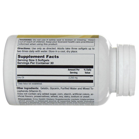 Emu Gold, Aceite de EMU totalmente refinado, ultraactivo, 750 mg, 90 cápsulas blandas