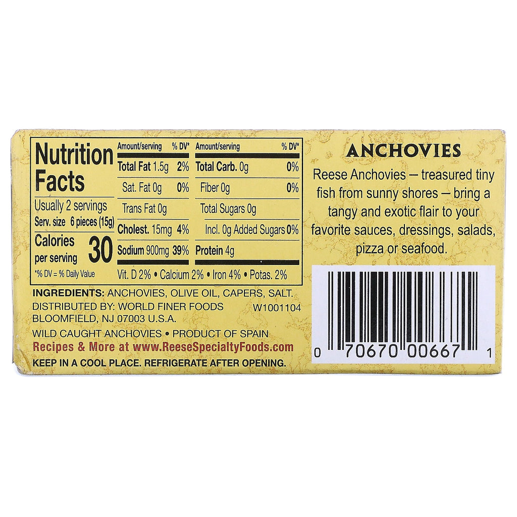 Reese, Rolled Fillets of Anchovies, 2 oz (56 g)