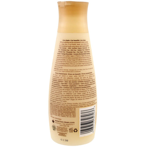 Live Clean, Champú restaurador, Aceite de argán, 12 fl oz (350 ml)