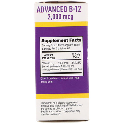 Superior Source, Advanced B-12, 2.000 mcg, 60 tabletter