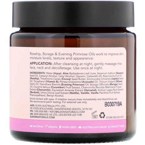 Sukin, beroligende natcreme, følsom, 4,06 fl oz (120 ml)