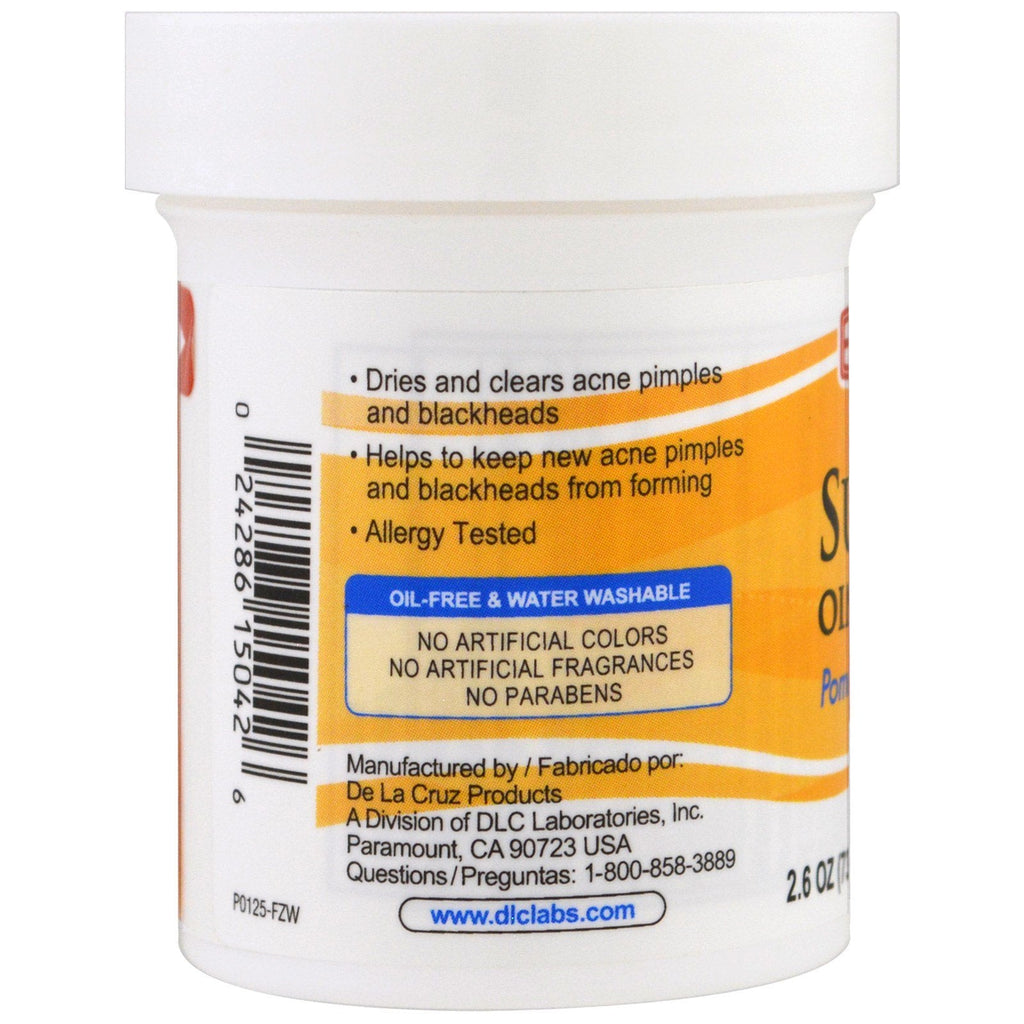 De La Cruz, Ungüento de azufre, medicamento para el acné, potencia máxima, 2,6 oz (73,7 g)