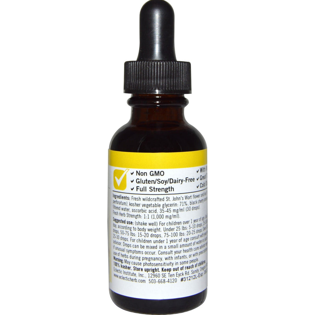 Eclectic Institute, Hierbas para niños, hierba de San Juan, sabor a cereza negra, 1 fl oz (30 ml)