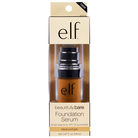 ELF, Beautifully Bare Foundation Serum, SPF 25, Medium/Mørk, 0,47 fl oz (14 ml)