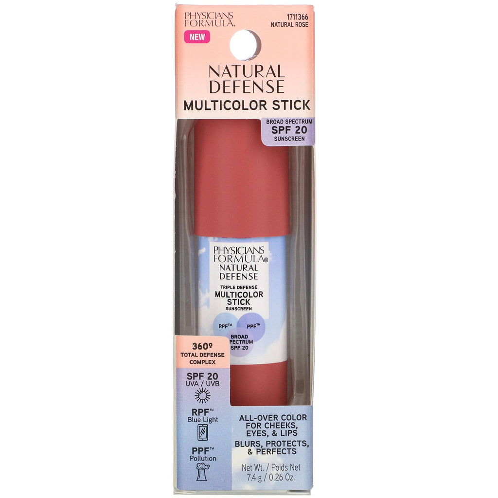 Physicians Formula, Natural Defense Multicolor Stick, SPF 20, Natural Rose, 0,26 oz (7,4 g)