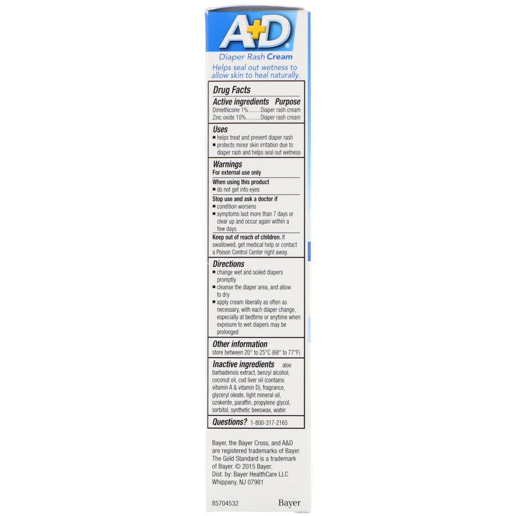 A+D, Diaper Rash Cream with Dimethicone and Zinc Oxide, 1.5 oz (42.5 g)